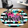 1pc Floral Mom Print Carpet for Office Non Slip, Round Carpet, Soft & Comfortable, Carpet for Office, Lightweight Round Floor Mat