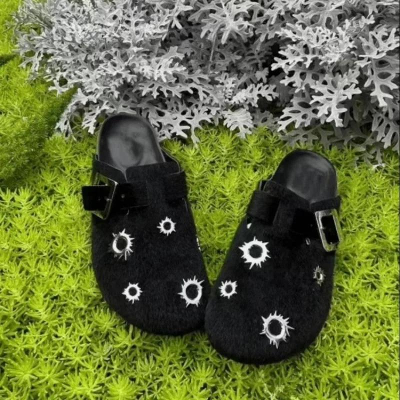 Fashion Women Platform Slippers Designer Mules Trend Brand Suede Casual Shoes Autumn Sneakers Walking Slides Zapatillas De Mujer