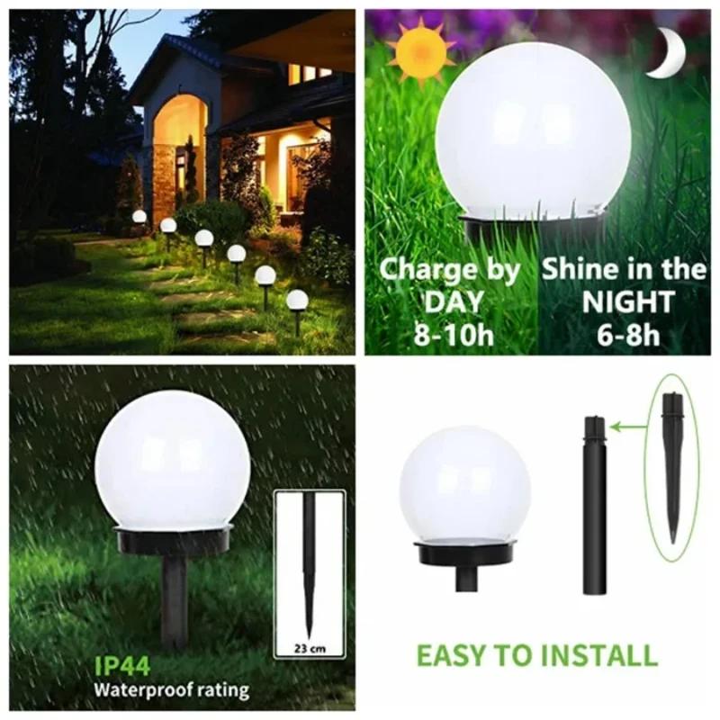 Solar Led Globe Garden Lights Ip65 Waterproof Outdoor Landscape Lighting For Pathway Patio Lawn Deck 1pc