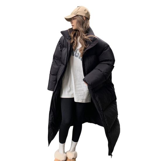 Zimní péřový kabát Zesílený Polstrovaný Stojáček Ochrana krku Kapsy Zapínání na zip Větruodolné Udržování tepla Denní oblečení za chladného počasí Bavlna