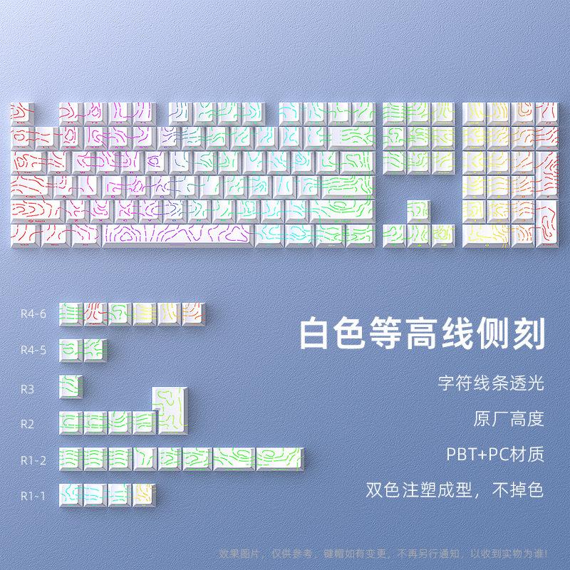 Xiaomi 2026 New Contour PBT Keycaps Side Glow Light Mechanical Keyboard Original Factory Height for 61/68/75/84/87 Keys Game Keyboard
