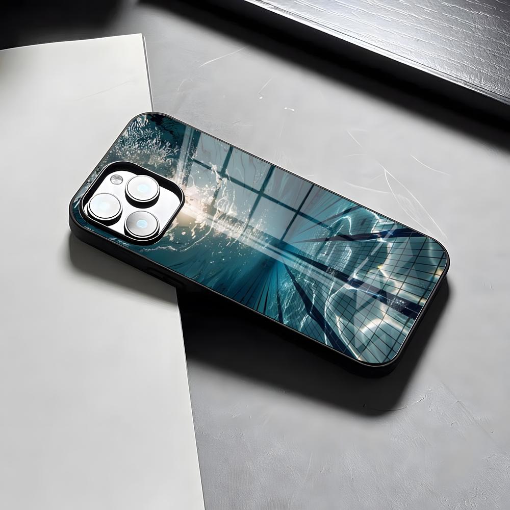 

Чехол для телефона «Вода в бассейне» для iPhone 17 Pro Max 15 Pro 16 14 Plus 12 13 Mini 11 Pro Ударопрочная стеклянная крышка iPhone16