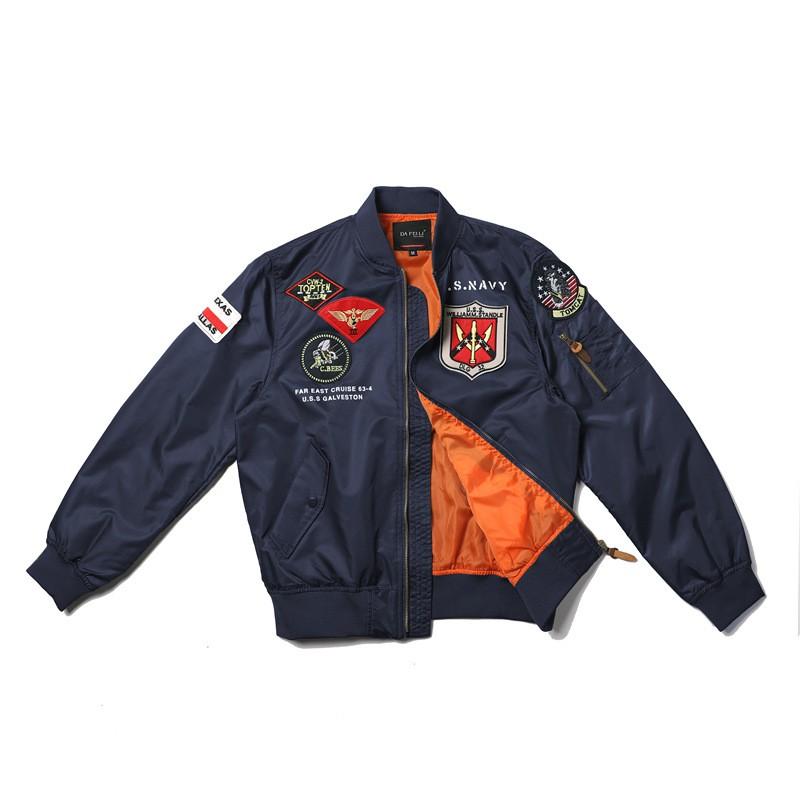 Mens MA1 Flight Jacket Vintage Bomber Embroidered Casual Windproof Coat