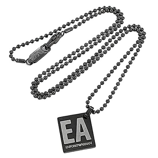 Emporio Armani Black and Gunmetal Necklace Pendant EGS2754060 [Used]