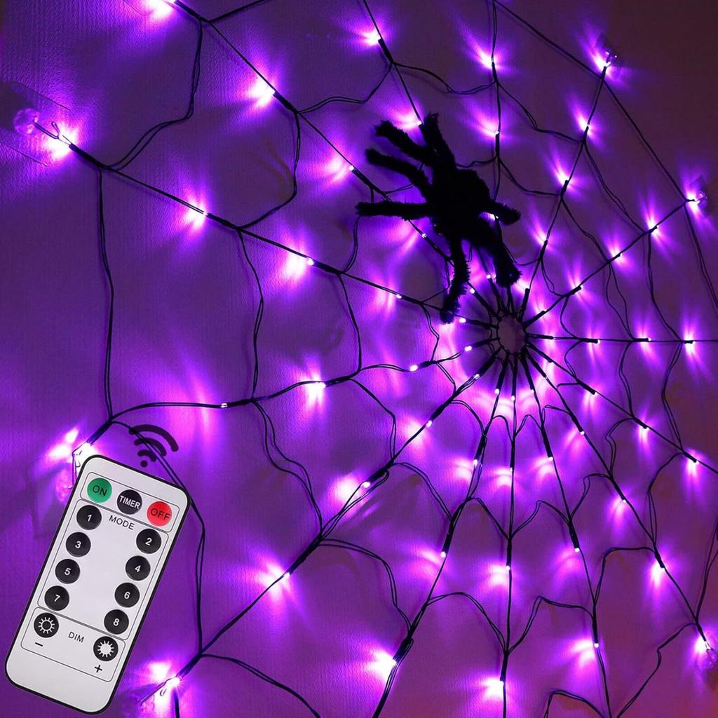 Spider Web String Lights with Large Spider Decoration for Halloween Indoor Outdoor Party Decoration Durable Flexible Design