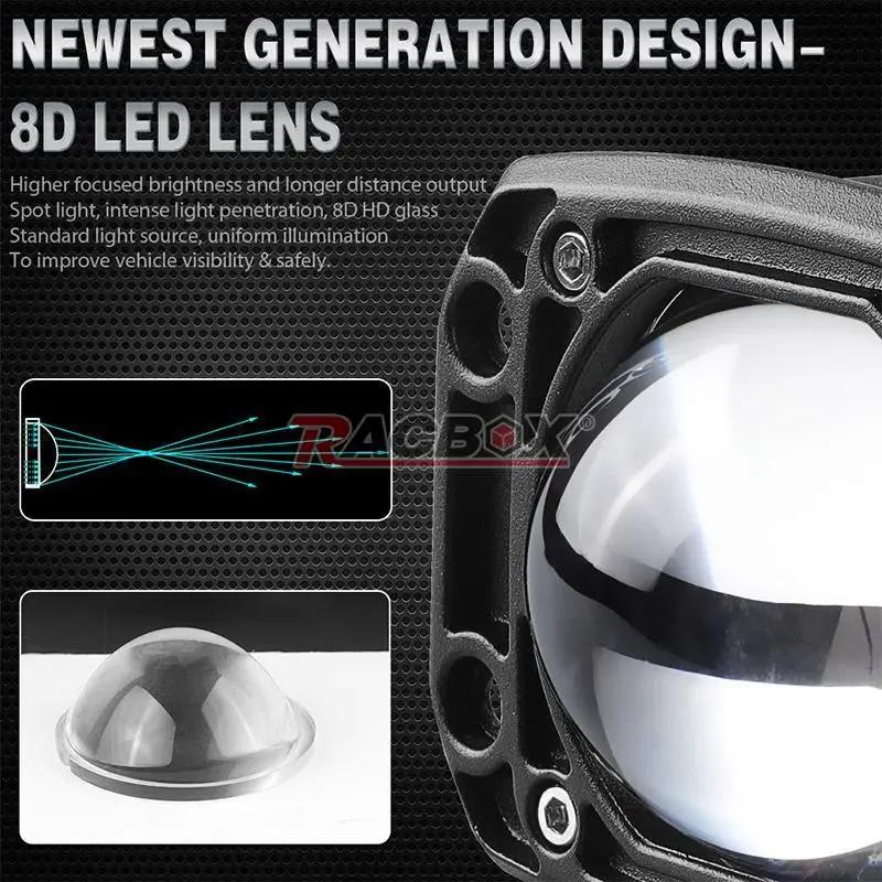 For Jeep Car Truck Off Road 4x4 12V 24V Driving Work lamp 6000K White 3500K Yellow Fog Lights Flush Mount 8D Lens LED work Light