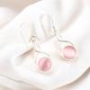Natural Pink Cat's Eye Gemstone 925 Sterling Silver Handmade Designer Earrings CE-15-40