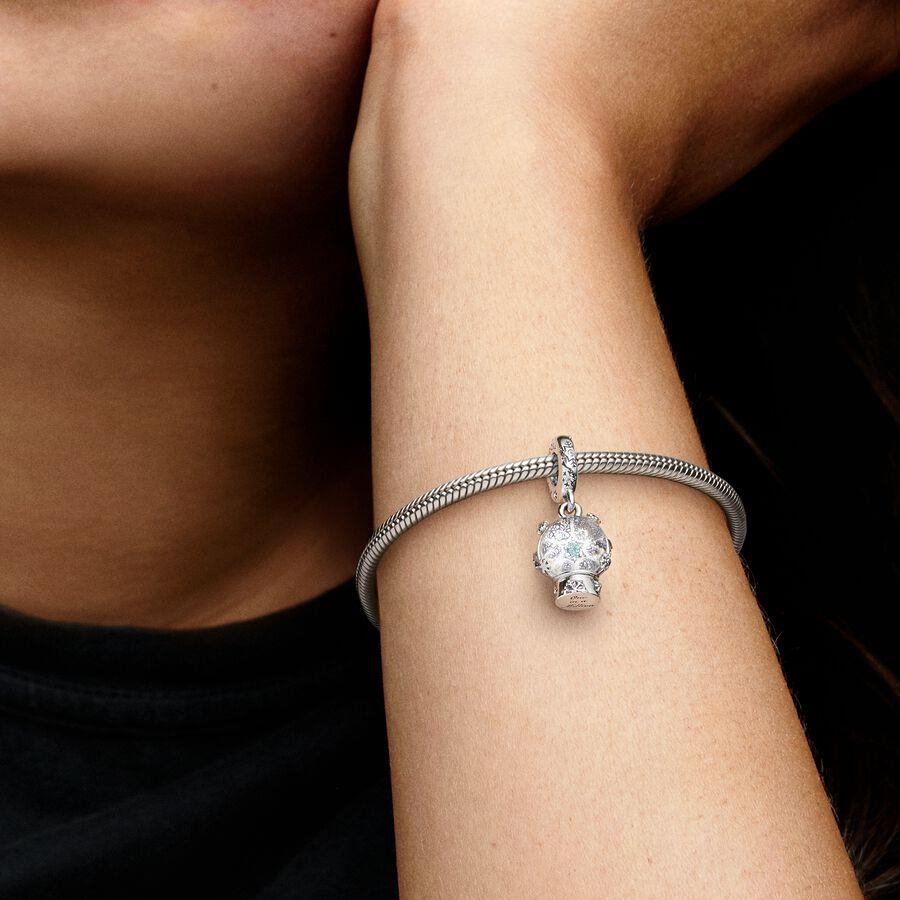 Pandora Snowflake Snowglobe Dangle Charm 792369C01 Sterling Silver