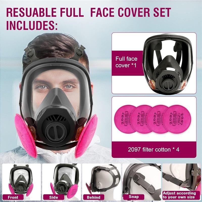 Full Face Respirator with 4x Filters, Universal 40mm Fit for 2097/6001/P-A-1, Anti Fog for Chemical & Dust