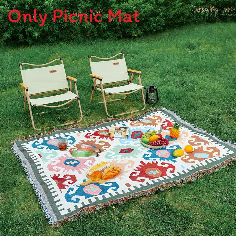 Bohemian Style Outdoor Picnic Blanket With Thick Cotton Linen For Camping And Garden Use
