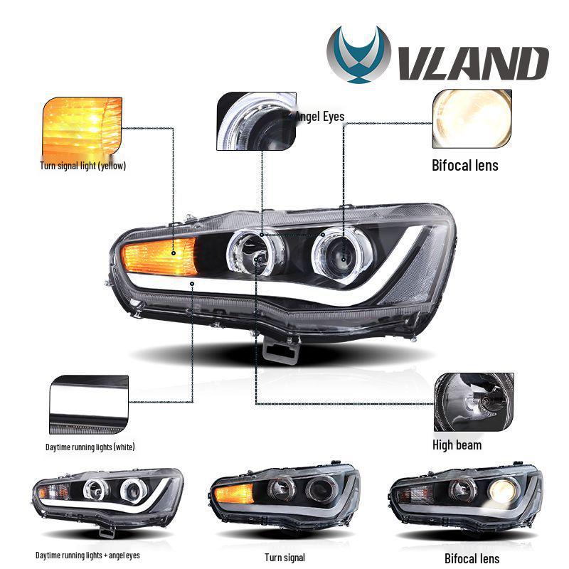 VLAND LED Headlights Assembly for 2008-2016 Mitsubishi Lancer (Upgraded Version)