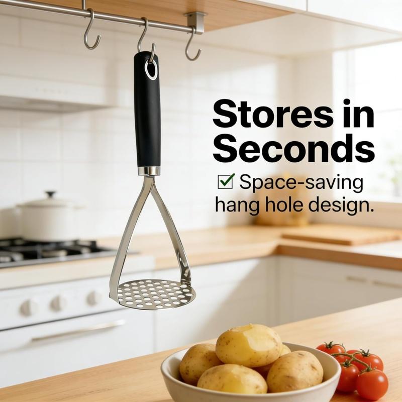 Heavy Duty Potato Masher PP Grip Food Grade Stainless Steel Potato Press Ricer