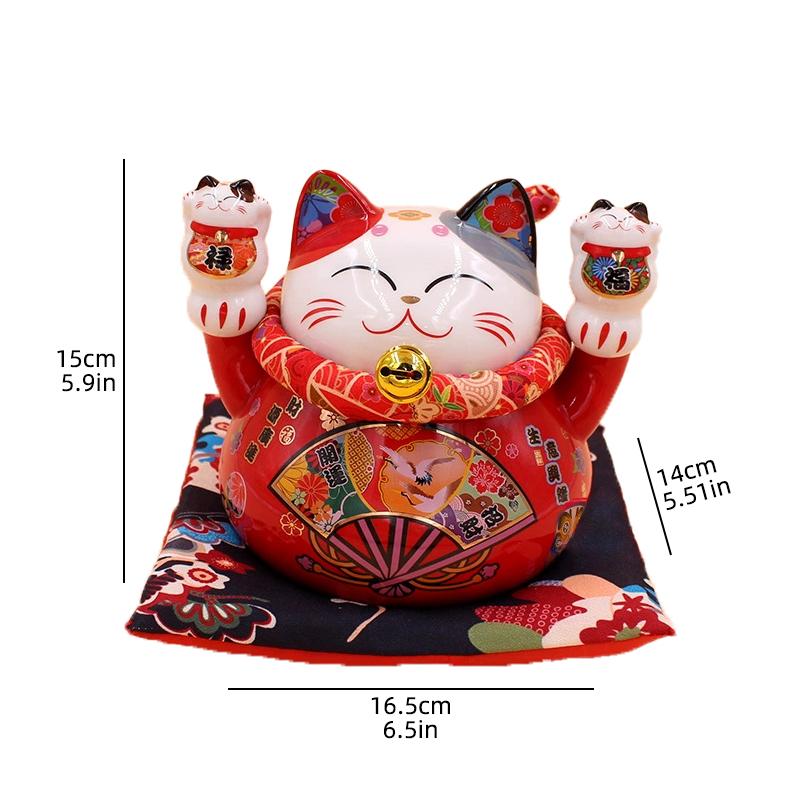 Japanische Keramik Glückskatze, Spardose, Geschenk zur Geschäftseröffnung für Glück und Wohlstand, Heimdeko Desktop-Ornament.