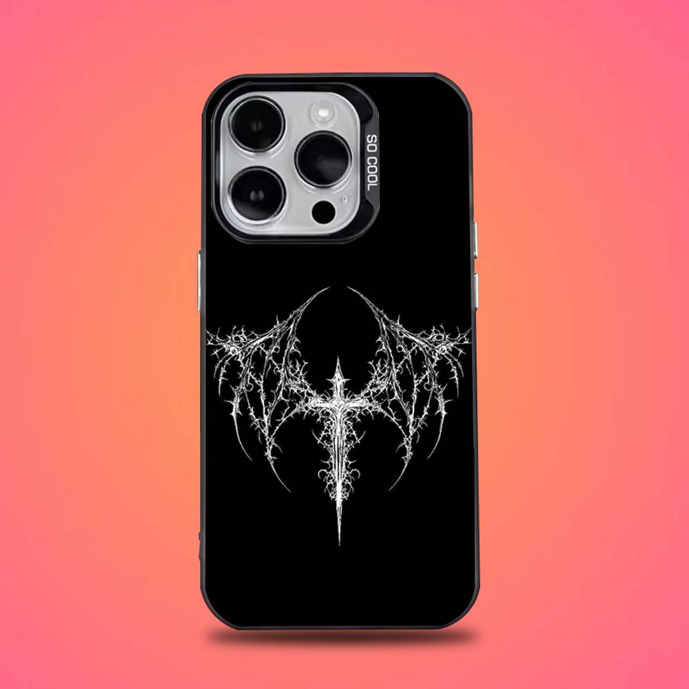

Gothic Cyber Sigil Cross Phone Case For iPhone 16,15,14,13,12,11,Pro,Max,Plus,Mini,XS,SE Anti Fall Black Matte Hard Bumper iPhone16pro