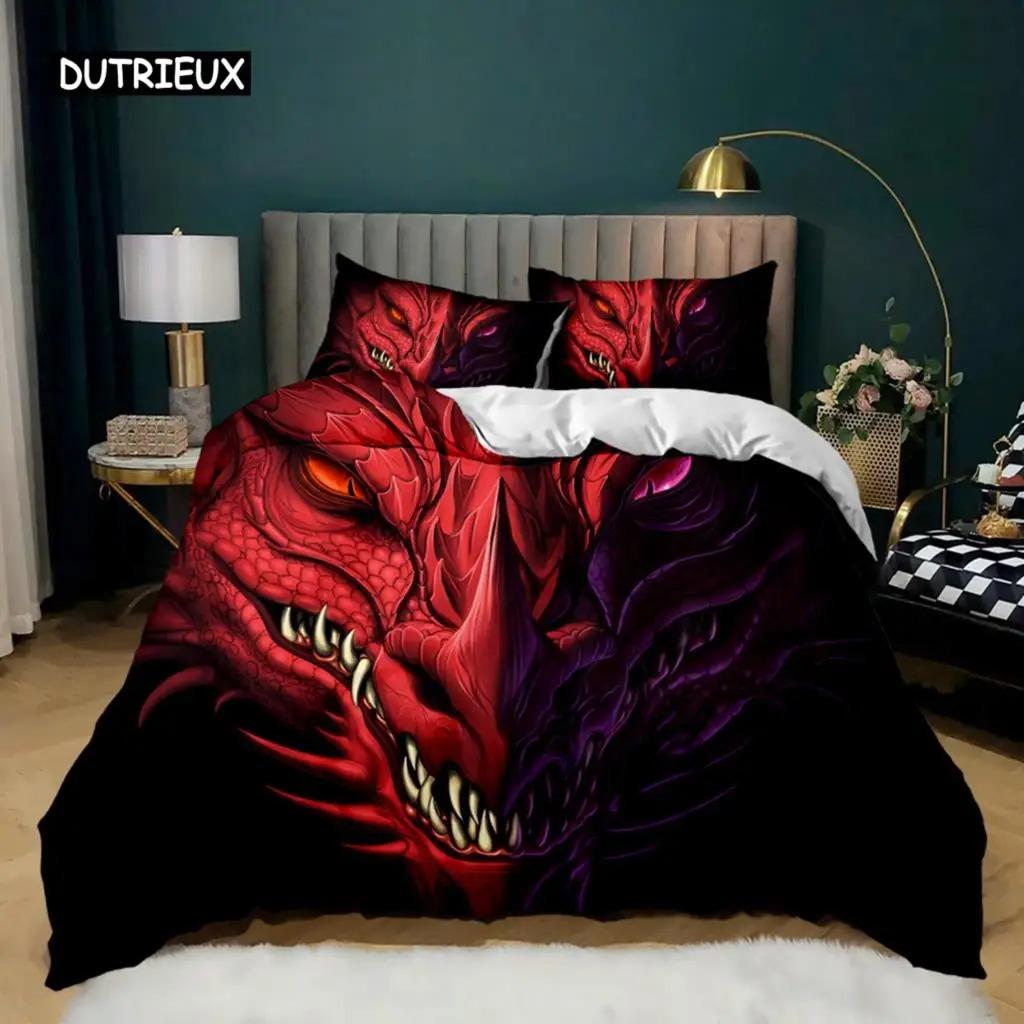 Drachen Bettbezug Set Japanischer Weißer Drache Tatsu Volk Edles Monster Einzelbettwäscheset Doppel Queen King Polyester Qulitbezug