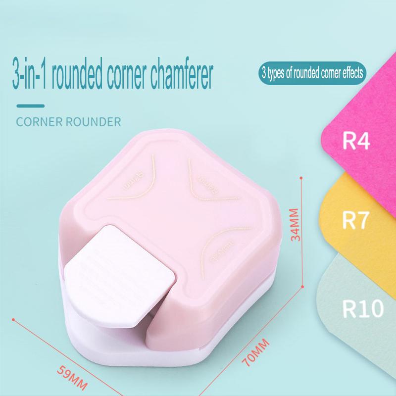 3 In1 Mini Round Corner Cutter Corner Durable Rounder Punch R4/R7/R10mm Paper Trimmer Round Corner DIY Paper Cutter Card KD05