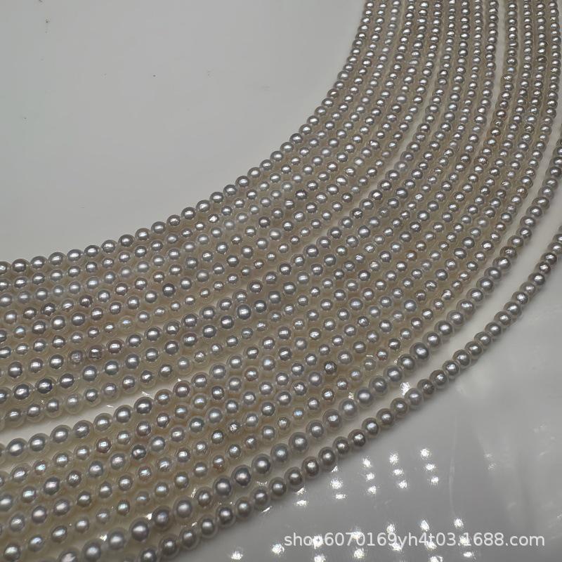 

2.5-3mm Near Round Freshwater Pearl Necklace, Almost Flawless, Very White & Lustrous, Semi-Finished. білий