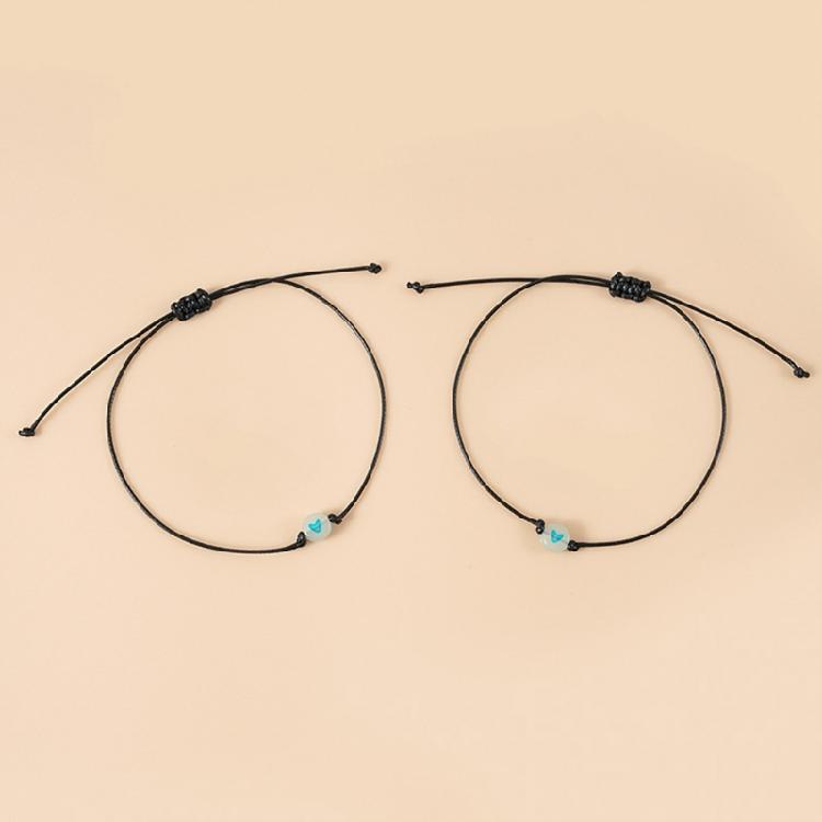 2xPinky Promise Bracelets Friendship Couple Matching Bracelet with Luminous Bead