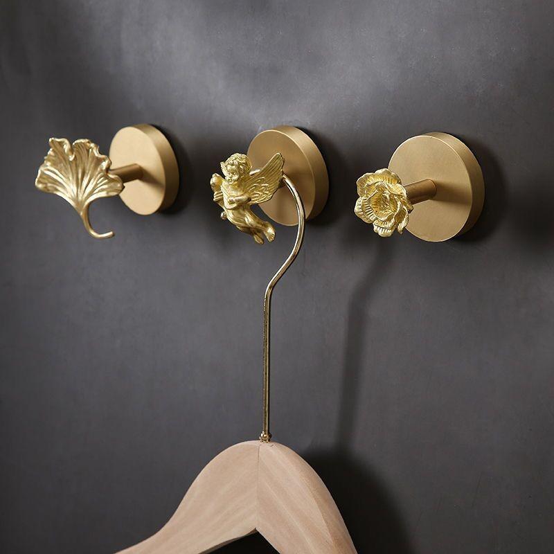 Leaf Ginkgo Brass Angel Bird Dragonfly Wall Hook With Adhesive For Door Decor