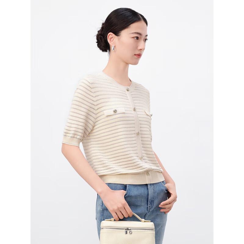 Jiuzi Anacoco Damen Elegantes Gestreiftes Strickoberteil