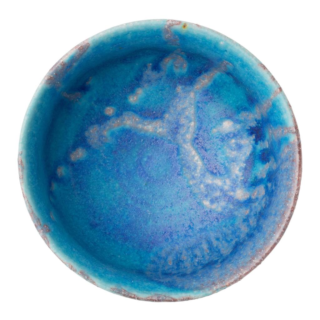 Marui Seito Shigaraki Ware Hechimon Matcha Tea Diameter Dew Grass Bowl, 14cm, Blue, MR-3-4121