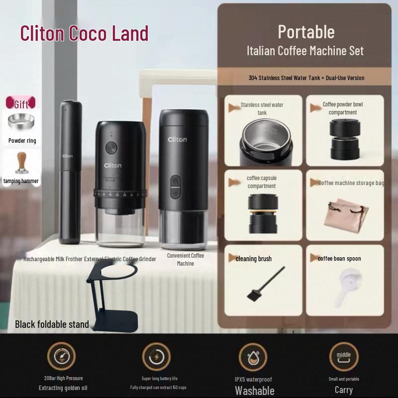 Cliton Portable Italian Espresso Capsule Machine - Semi-Automatic Moka Pot