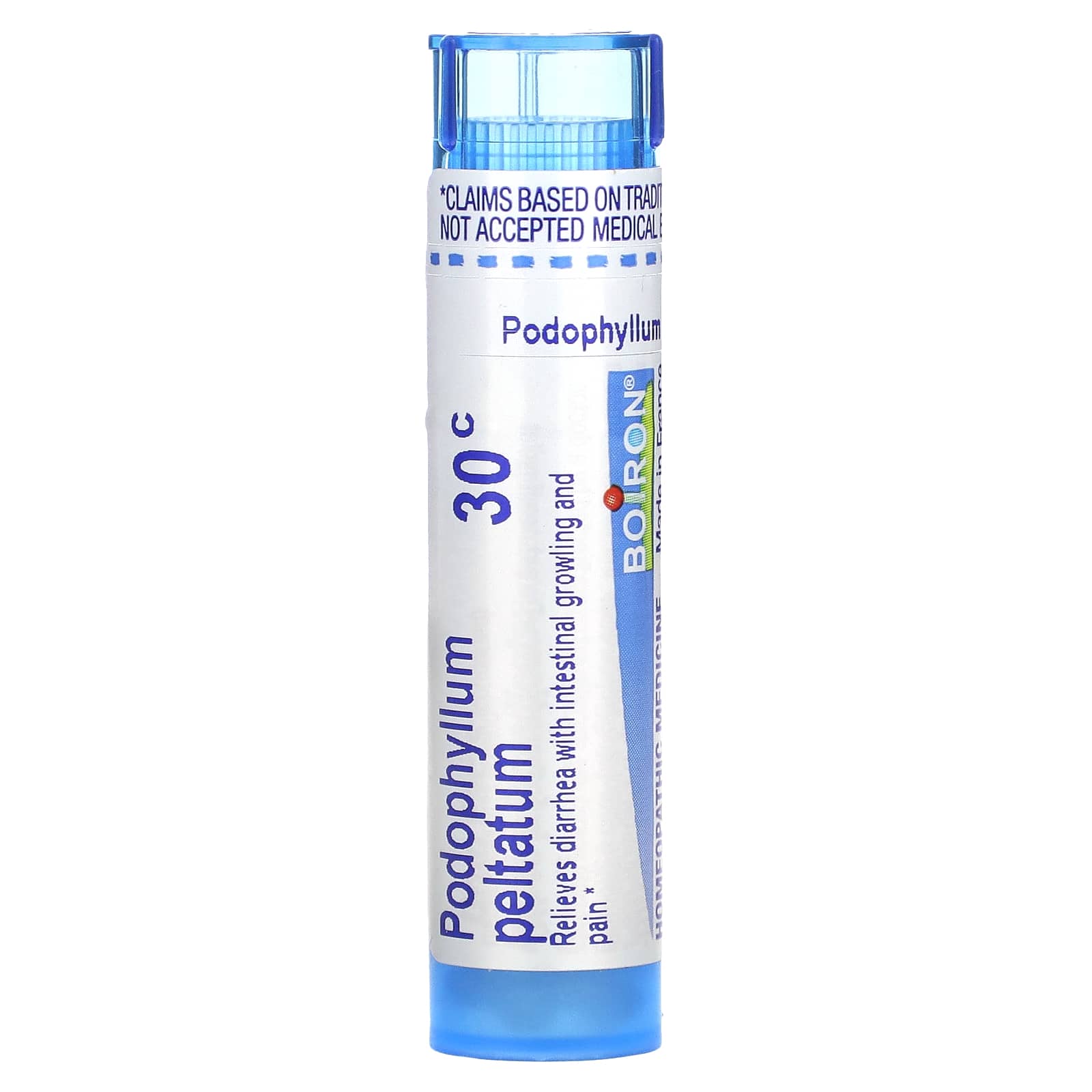 

Podophyllum Peltatum, 30C, relieves diarrhea, about 80 pellets