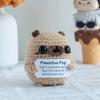 Funny Crochet Emotional Support Cat Doll With Card Desktop Ornament Handmade Knitted Cat Dolls Christmas Gifts Home Decoration
