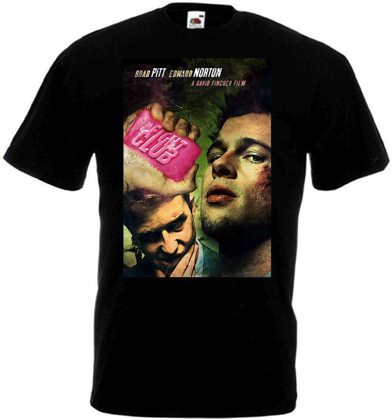Fight Club v1 T-shirt black movie poster all sizes S5XL S