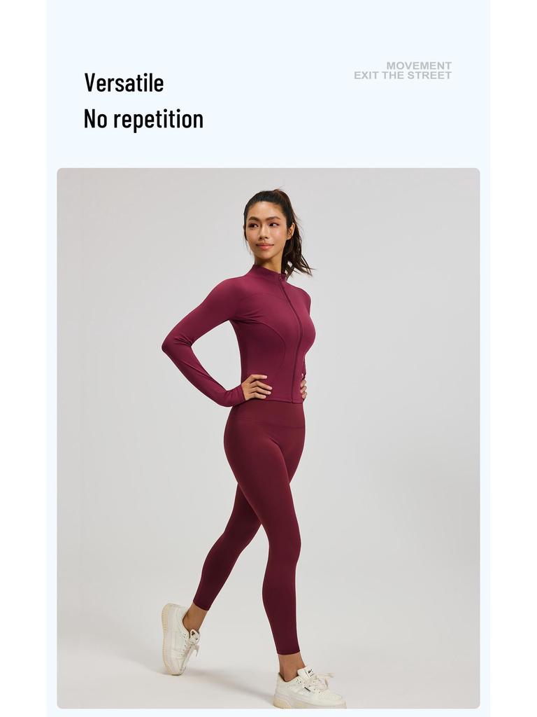 Women's Juyitang Stand-up Collar Yoga Jacket for Running & Cycling - Slimming, Elastic Fitness Top