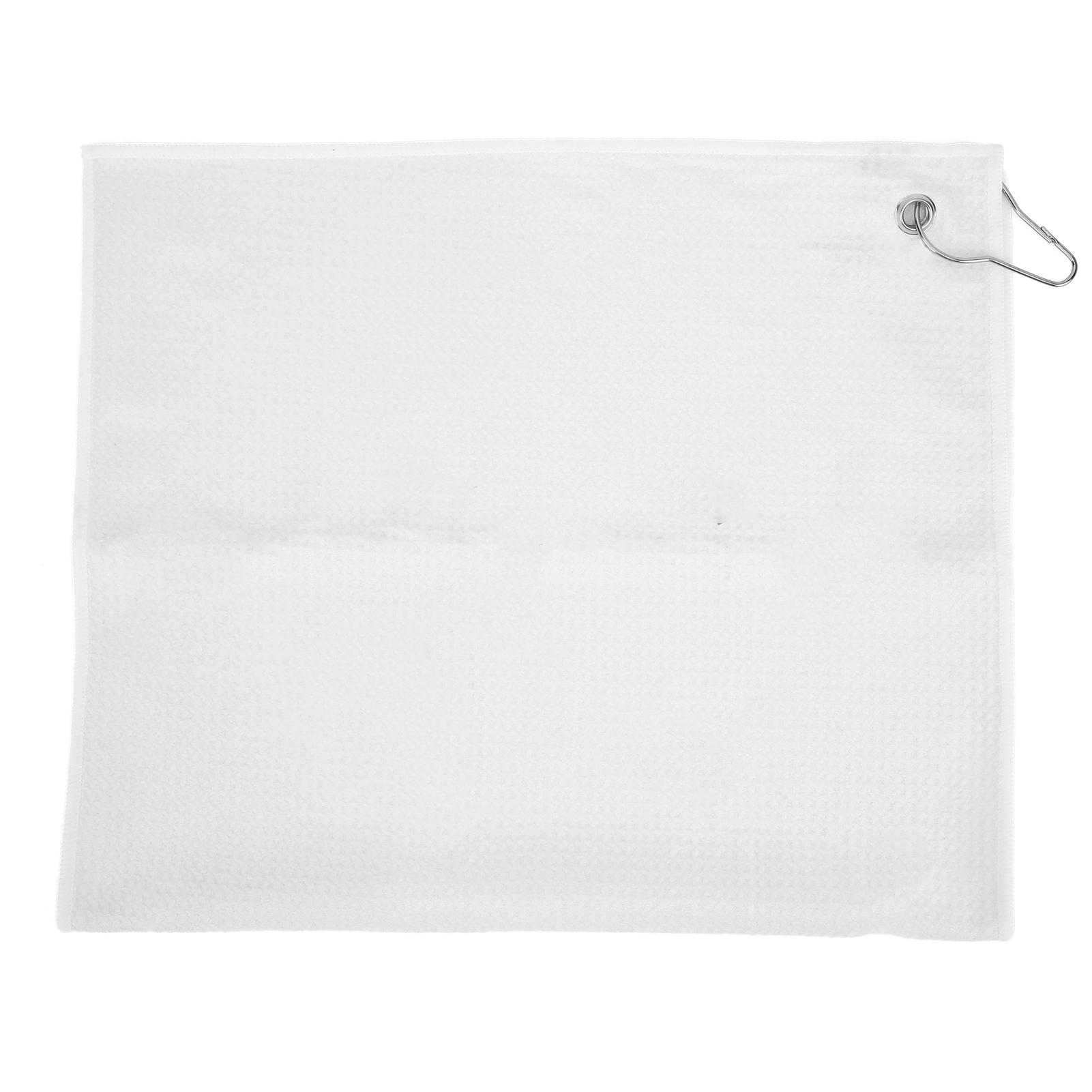 

Waffle Microfiber Golf Towels Cleans Clubs Balls Hands Cleaning Towel with Carabiner HookWhite белый