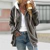 Autumn Women Fleece Sweatshirt Casual Female Tie Collar Zip Up Patchwork Flurry Soft Cardigans Hooded Coats