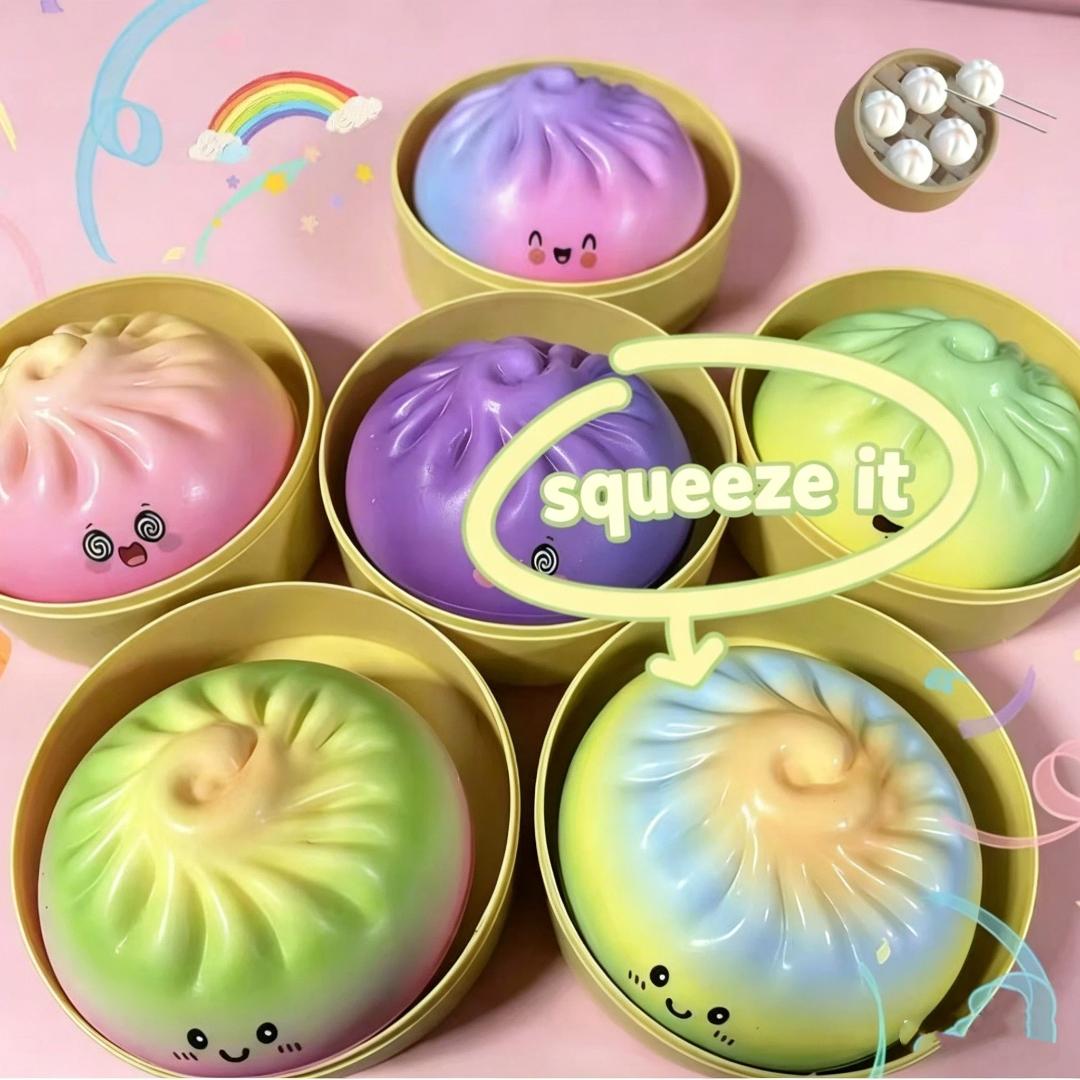Favorite Toy New Dumpling Pressure Dumpling Squishies Cute Colorful Bun Toy Slow Rising Stress Relief Fidget Toy For Adults Anti-Anxiety Gif
