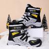 30-40 Children's Winter Large Size Fashionable Outdoor Velcro High Top Plush Warm Cotton Boots Snow Boots
