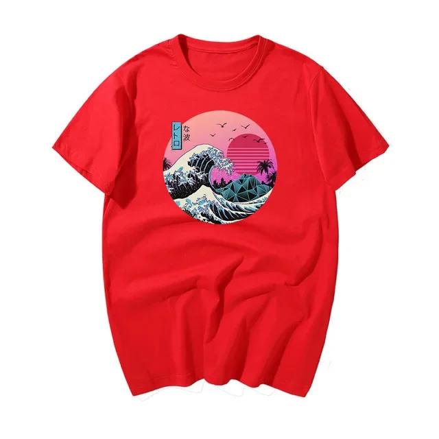 Herrtryckt T-shirt 100% bomull enkel och retro trendigt tryck street sport och casual lös T-shirt