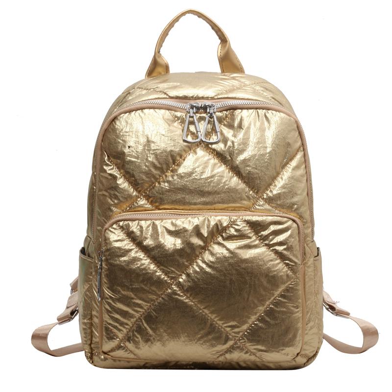 Pearlescent Padded Backpack for Women Winter Ultra-light Spatial Feminine School Bag