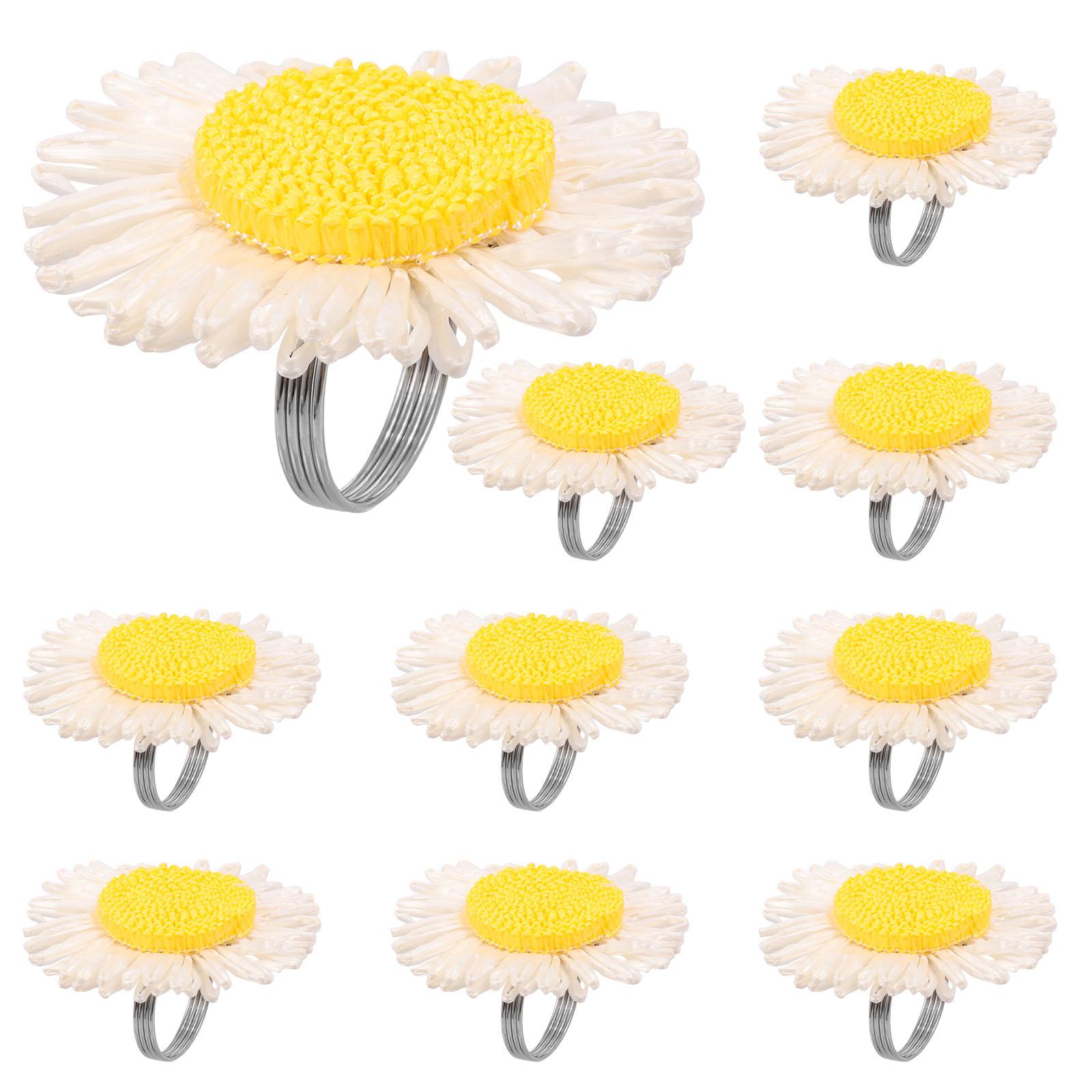 

10Pcs Sunflower Napkin Rings Floral Napkin Rings Rustic Napkin Buckle for Wedding Fall Party Dining Table Decoration Accessories