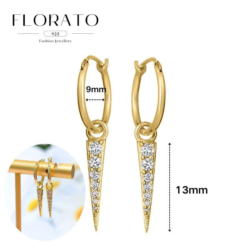 925 Silver Needle Rivet Micropaved Zircon Pendant Hoop Earrings For Women Punk Vintage Earrings Fashion Party Jewelry Gifts
