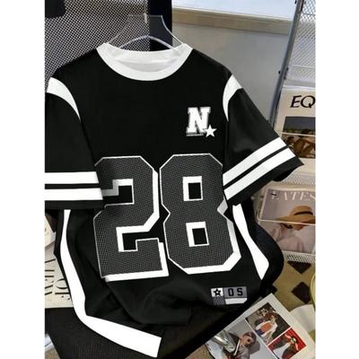 Nou Tricou de Vară Simplu Casual American pentru Bărbați, cu Gât Rotund, Respirabil, cu Model Digital Imprimat pe Stradă, Top Stil Sport