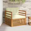 Outdoor Sofa Solid Acacia Wood and Polyester Natural and Cream