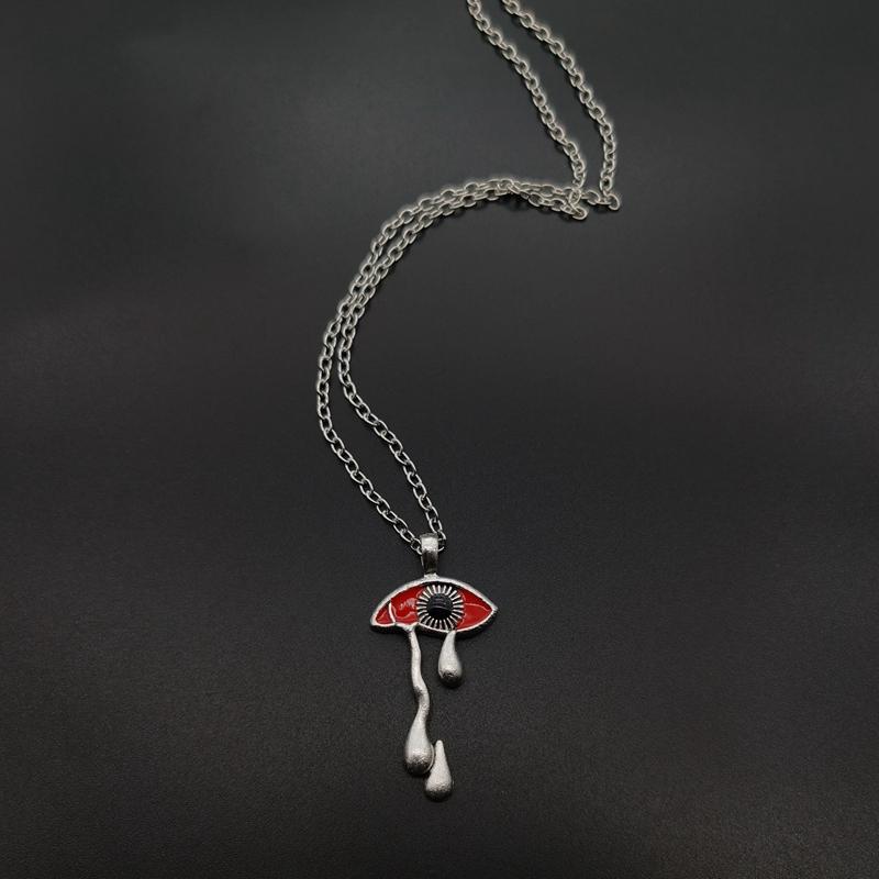 Deep Sea Blue Evil Eye Tears Pendant Necklace Evil Eye Red Necklace TearsEuropean American Fashion Vintage Gothic Jewelry Female