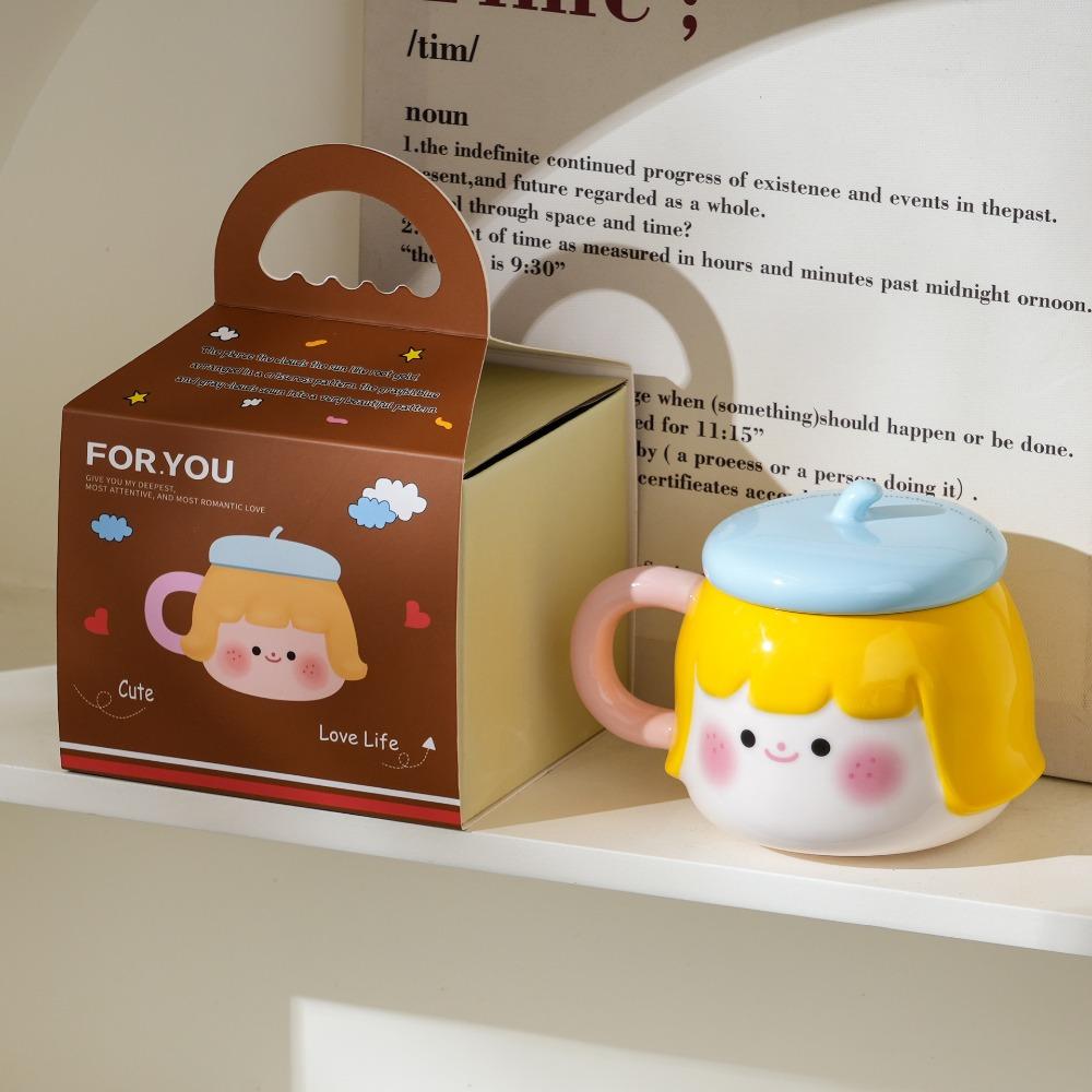 Creative Ceramic Cup High Value Mug Cute Girl Water Cup Souvenir Birthday Gift Home Coffee Cup
