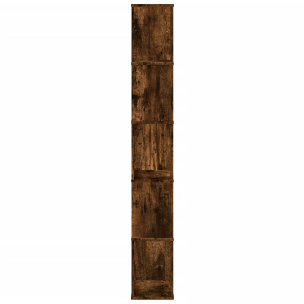 Bookshelf 5 Shelves Smoked Oak Finish 45 x 23.5 x 162.5 cm Engineered Wood