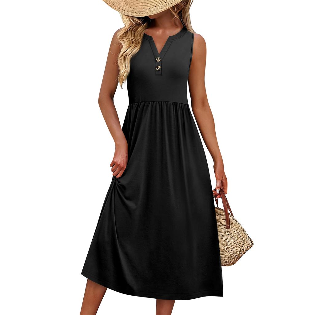 Damen Sommerkleider Maxikleid Urlaub Strand Sonnenkleider Mit Taschen