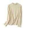 Damen Langarm-Basisshirt aus 250g Maulbeerseide mit gebürstetem Fleece und kleinem Stehkragen für den Herbst