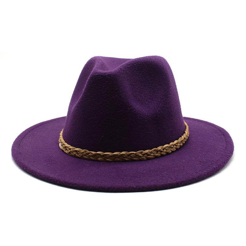 Woolen Jazz Hat Retro Classic Flat Hat Big Eaves Hat Top Hat Felt Hat