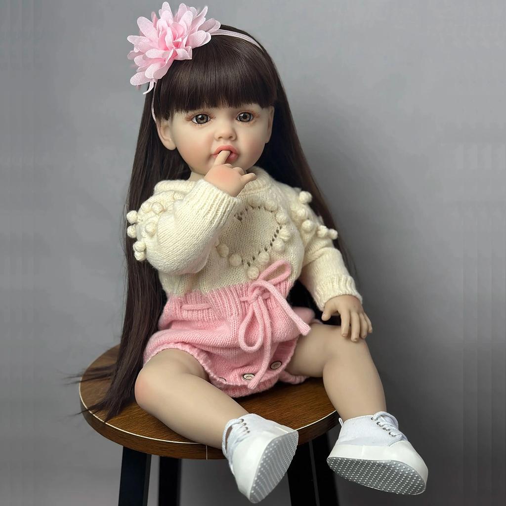 BZDOLL 55cm Lifelike Reborn Baby Doll Girl Bath Toy 22inch Soft Full Body Vinyl Princess Toddler Art Bebe Newborn Birthday Christmas Gift for Child