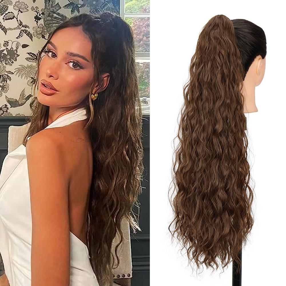 Women's 26 Inch Water Wave Claw Clip Ponytail - Natural-Looking Heat-Resistant Synthetic Hair