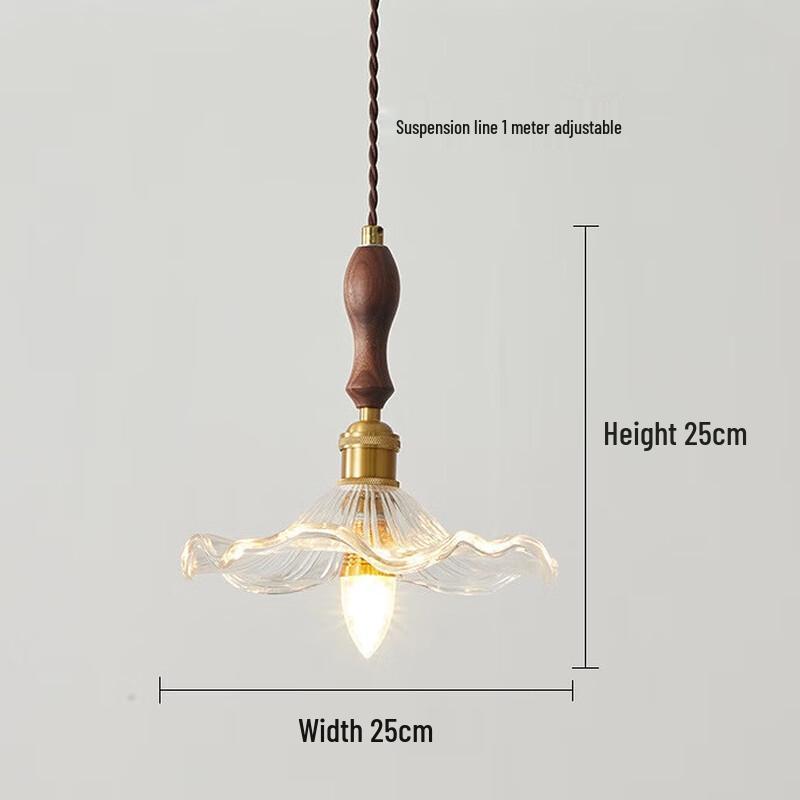 UOSU Amerykańska Retro Orzechowa Szklana Lampa Wisząca