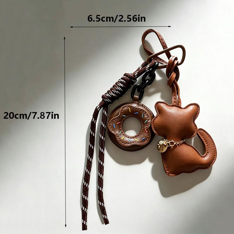 Stylish PU Leather Cat Pendant Bag Charm Hanging -Fashionable & Fun Accessory for Bags